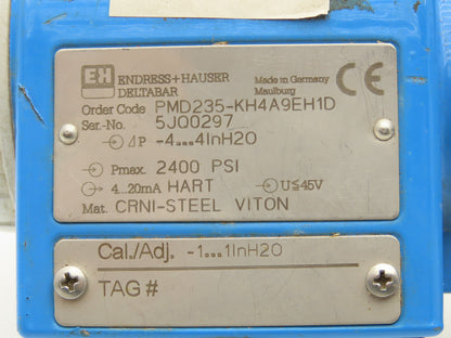 Endress Hauser PMD235-KH4A9EH1D HART Pressure Transmitter -4 to 4"H2O 2400psi