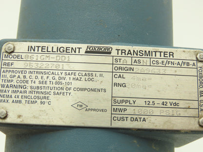 Foxboro 861GM-DD1 Pressure Transmitter 1000 PSI 4-20MA 12.5-42VDC