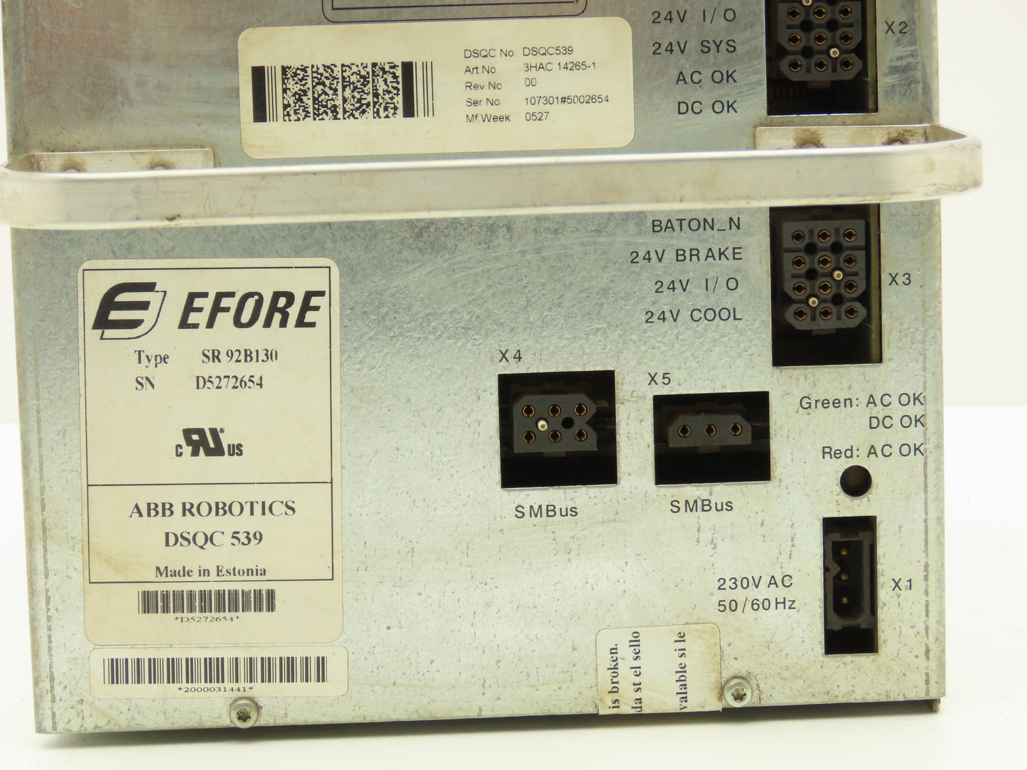 Efore ABB DSQC 539 Robotic Power Supply Type SR92B130