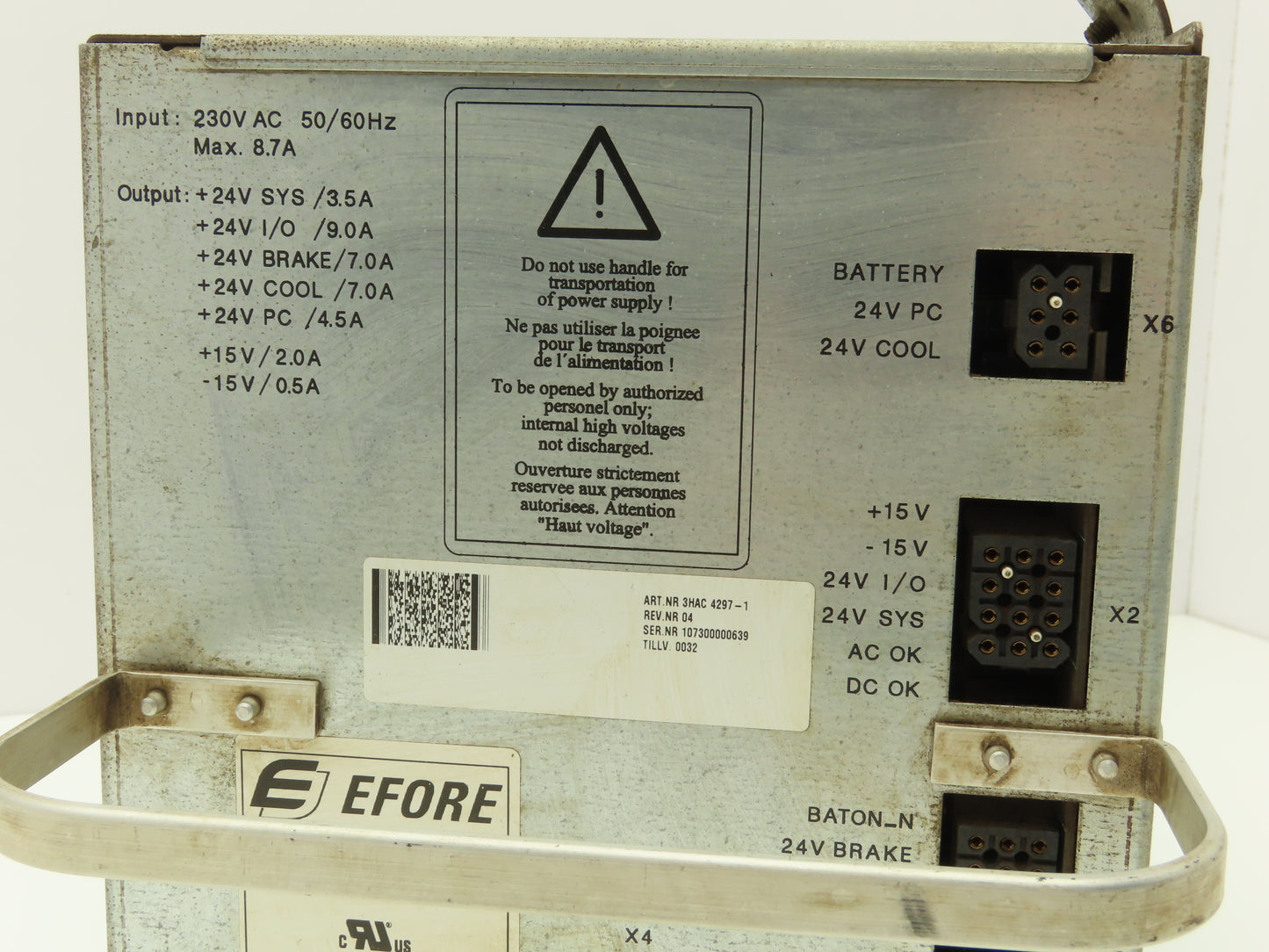 Efore ABB DSQC 506 Robotic Power Supply Type SR92B130