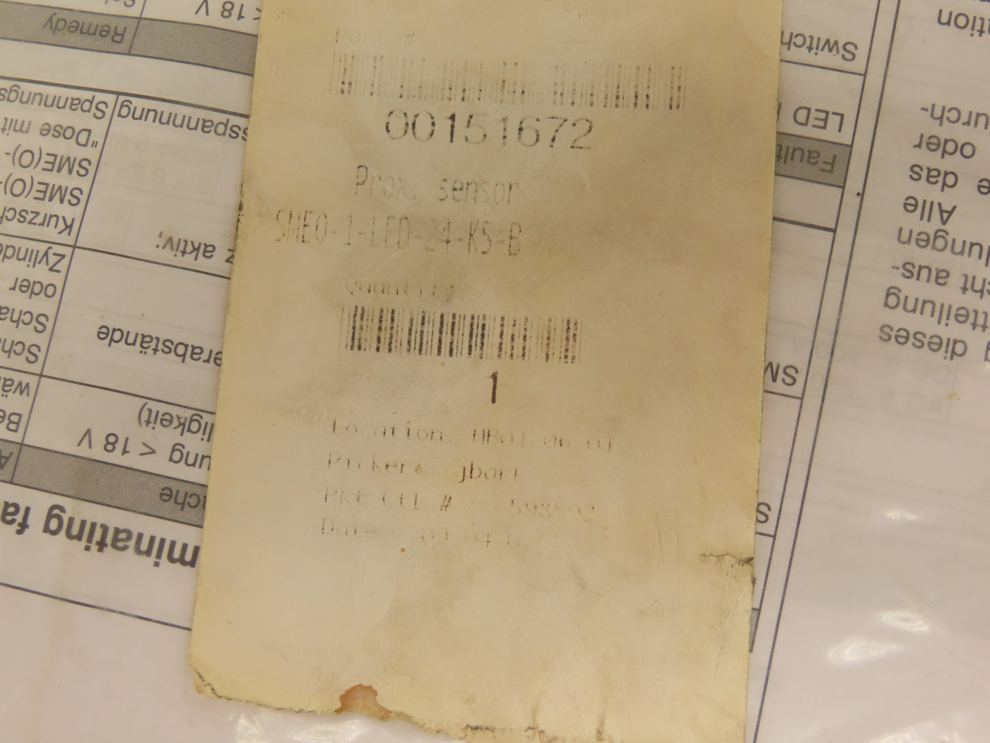 Festo SMEO-1-LED-24-K5-B Proximity Sensor 12-27VDC 1NO Lot of 5