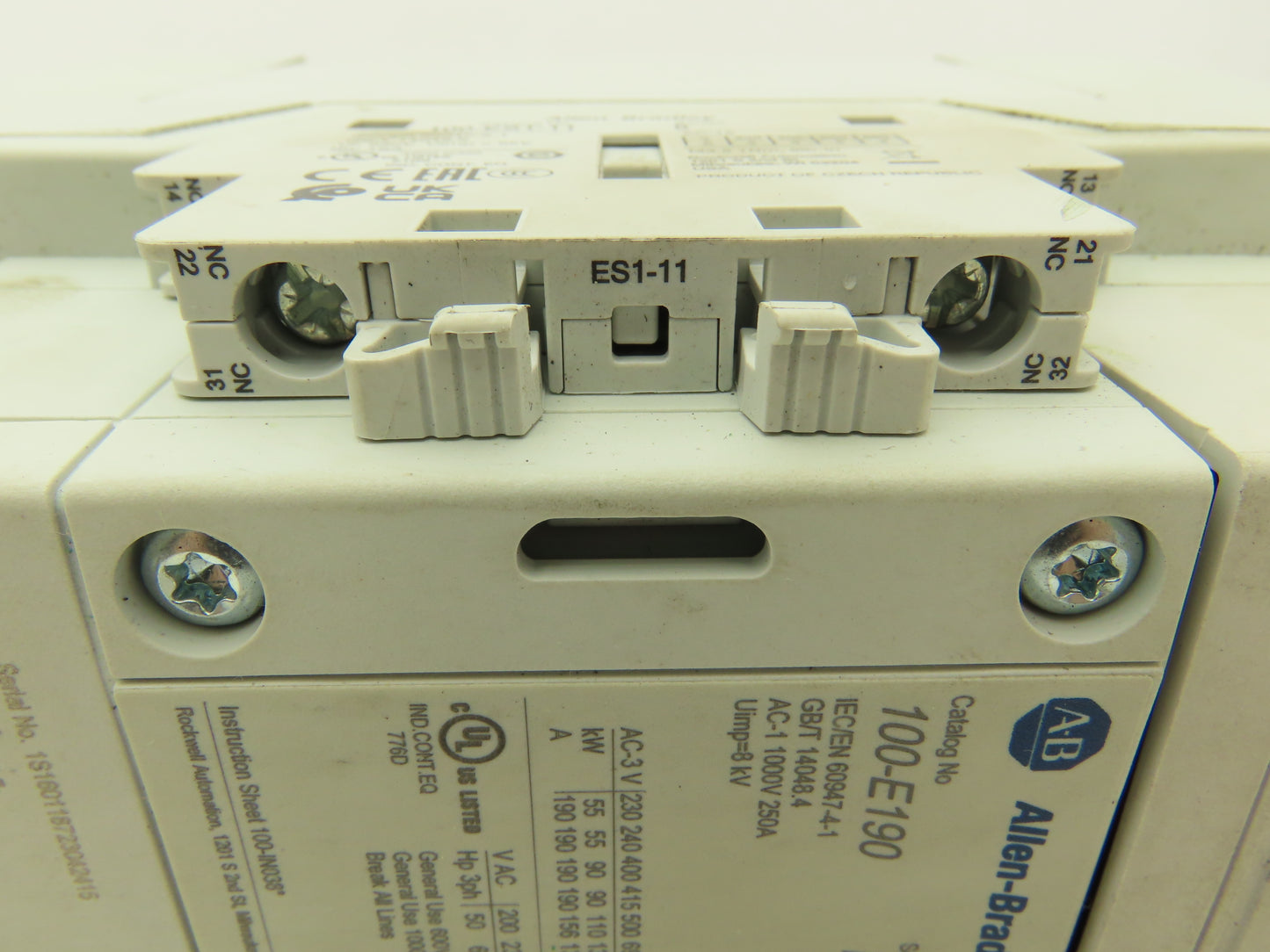 Allen Bradley 100-E190 Three Phase IEC Contactor 150Hp 575V Series B