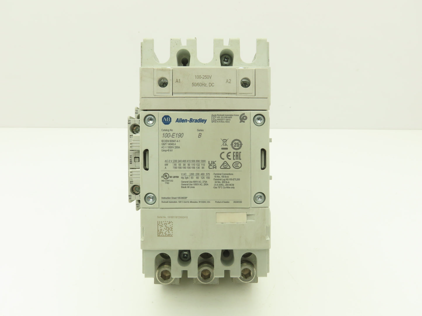 Allen Bradley 100-E190 Three Phase IEC Contactor 150Hp 575V Series B