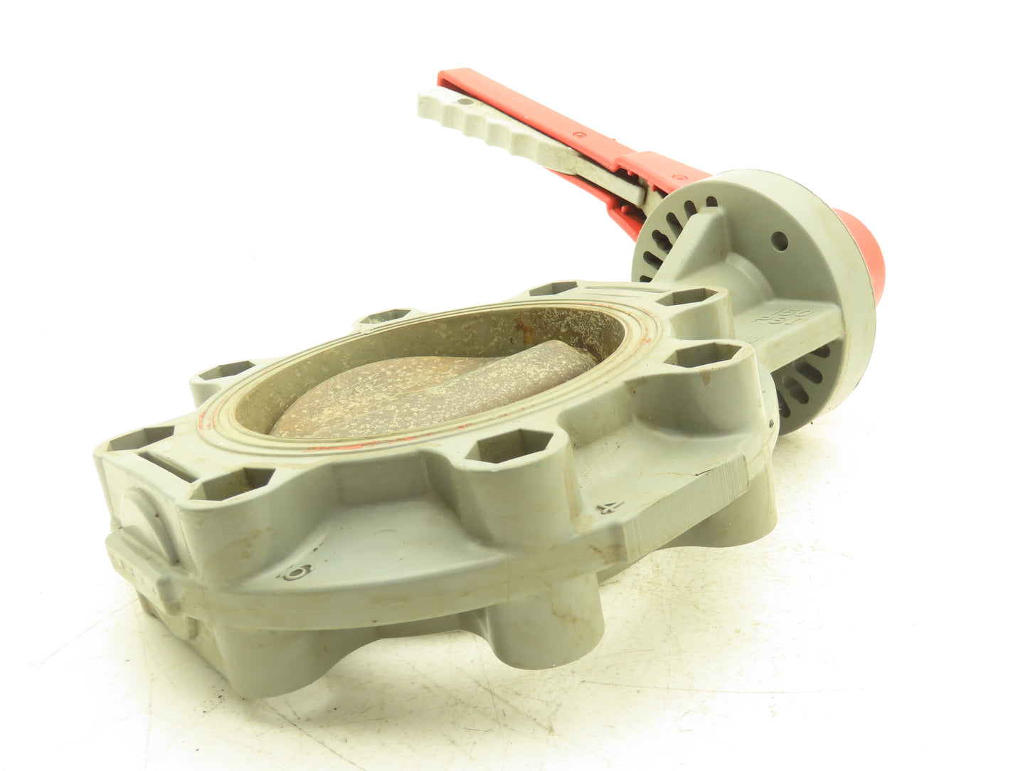 QG1M1  6" CPVC Butterfly Valve PVC Disc 8-Bolt w/Handle