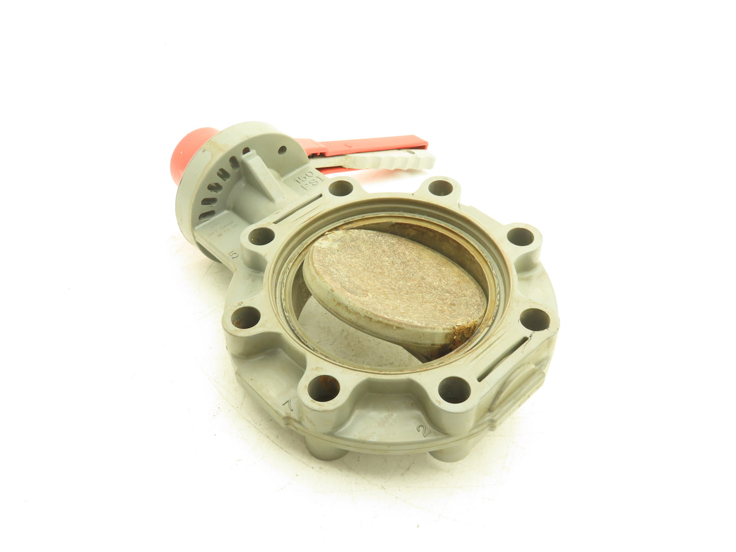 QG1M1  6" CPVC Butterfly Valve PVC Disc 8-Bolt w/Handle