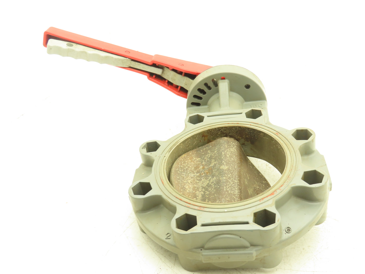 QG1M1  6" CPVC Butterfly Valve PVC Disc 8-Bolt w/Handle