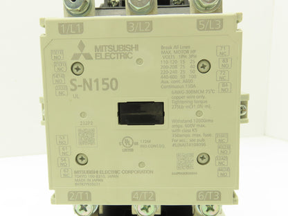 Mitsubishi S-N150 Motor Starter Contactor 600VAC 3Ph 100Hp Thermal Overload