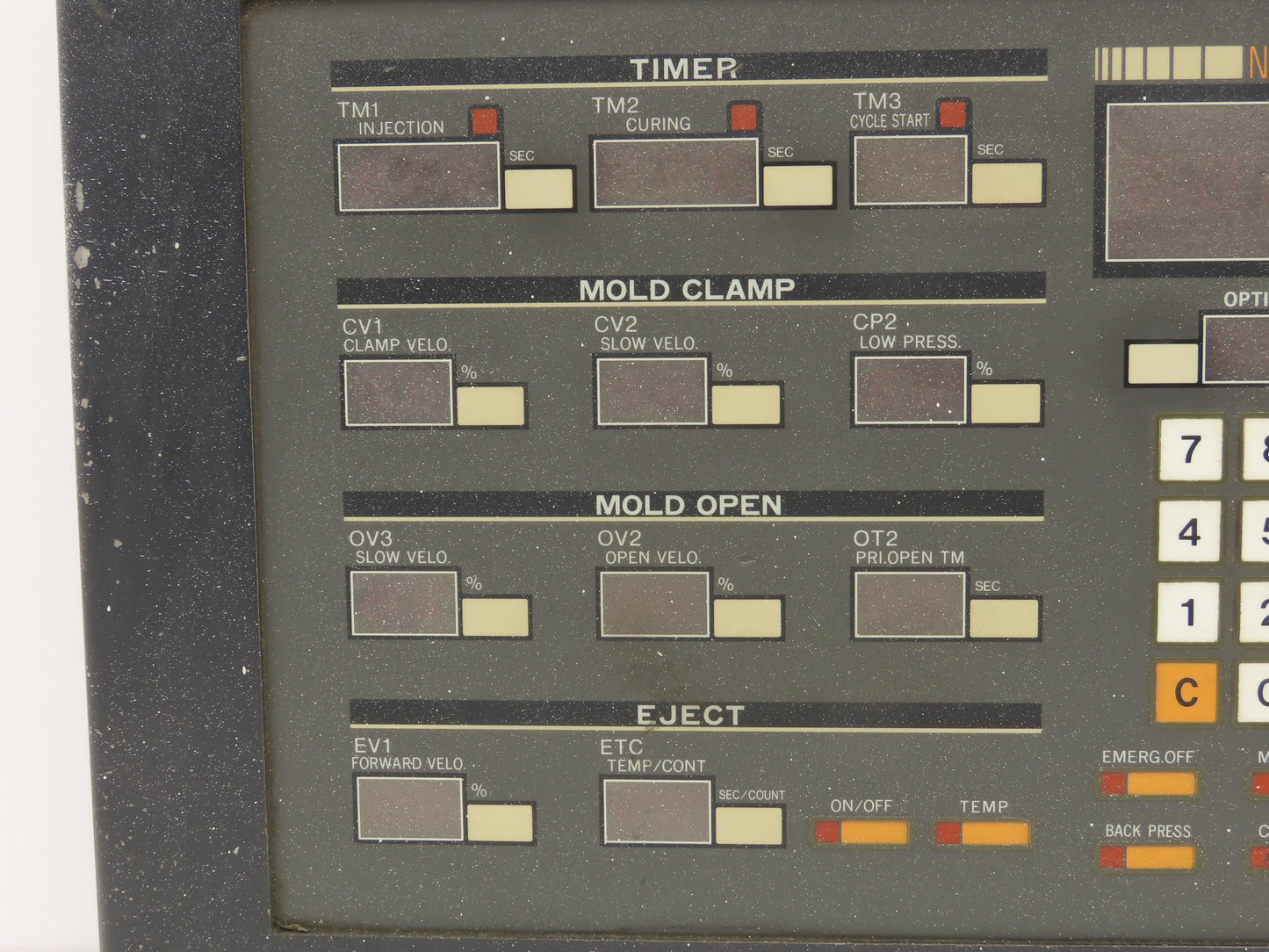 Nissei NC-8000F Operator Control Panel Injection Molding 7LED-01 NC8000F2