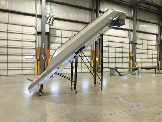 EMI Plastics ADC 17"x 17'L Portable Cleated Belt Conveyor Adj Incline 460V 3PH