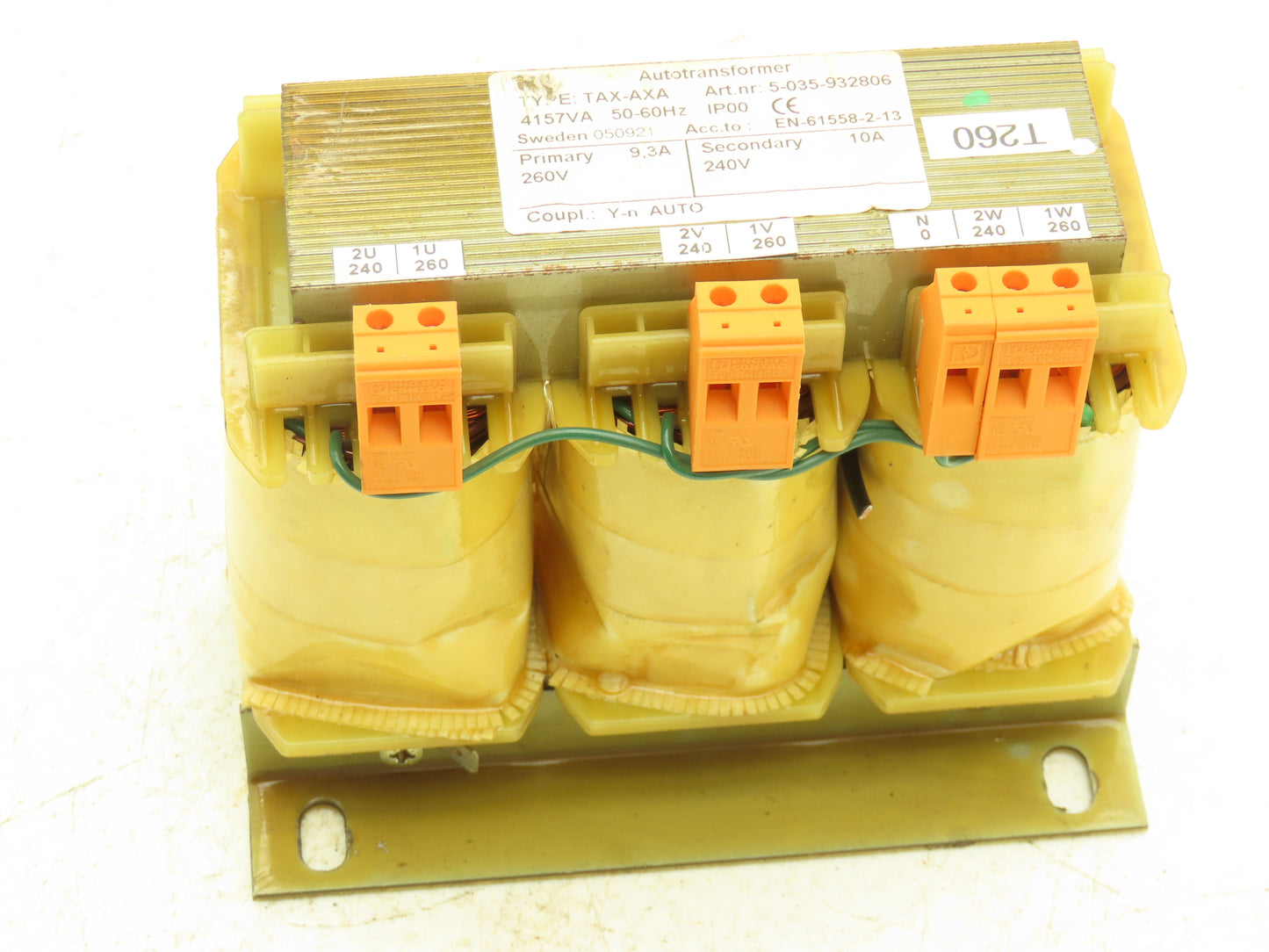Autotransformer EN-61558-2-13 Transformer Pri 260V 9.3A