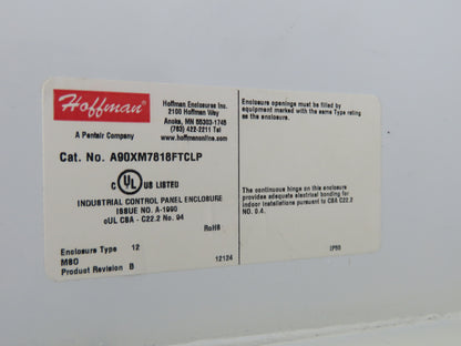 Hoffman A90XM7818FTCLP Electrical Enclosure 90x78x18" Control Box 200A Dis