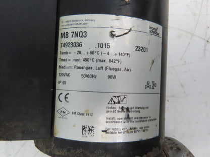 Krom Schroder MB 7NQ3  4" Wafer Butterfly Valve w/Solenoid Actuator 120VAC DN100