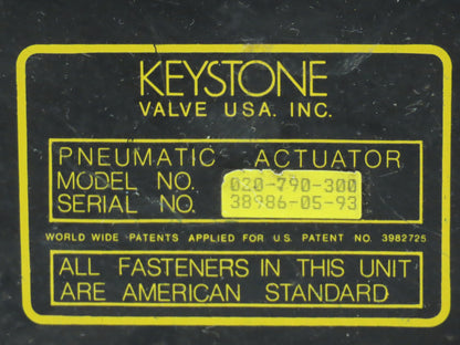 Keystone 020-790-300 Pneumatic Actuator w/ KTM Ball Valve 1.5"Flanged Stainless
