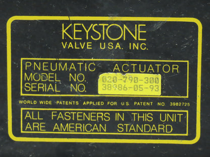 Keystone 020-790-300 Pneumatic Actuator w/ KTM Ball Valve 1.5"Flanged Stainless