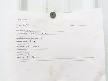 CM Cyclone 1-1/2 Ton 3000Lb Manual Chain Fall Hand Hoist 20' 6" Lift