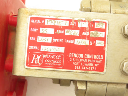 Velan G1T13-SP7A 1"NPT Stainless Ball Valve & Electric Actuator 115V A92XWJ