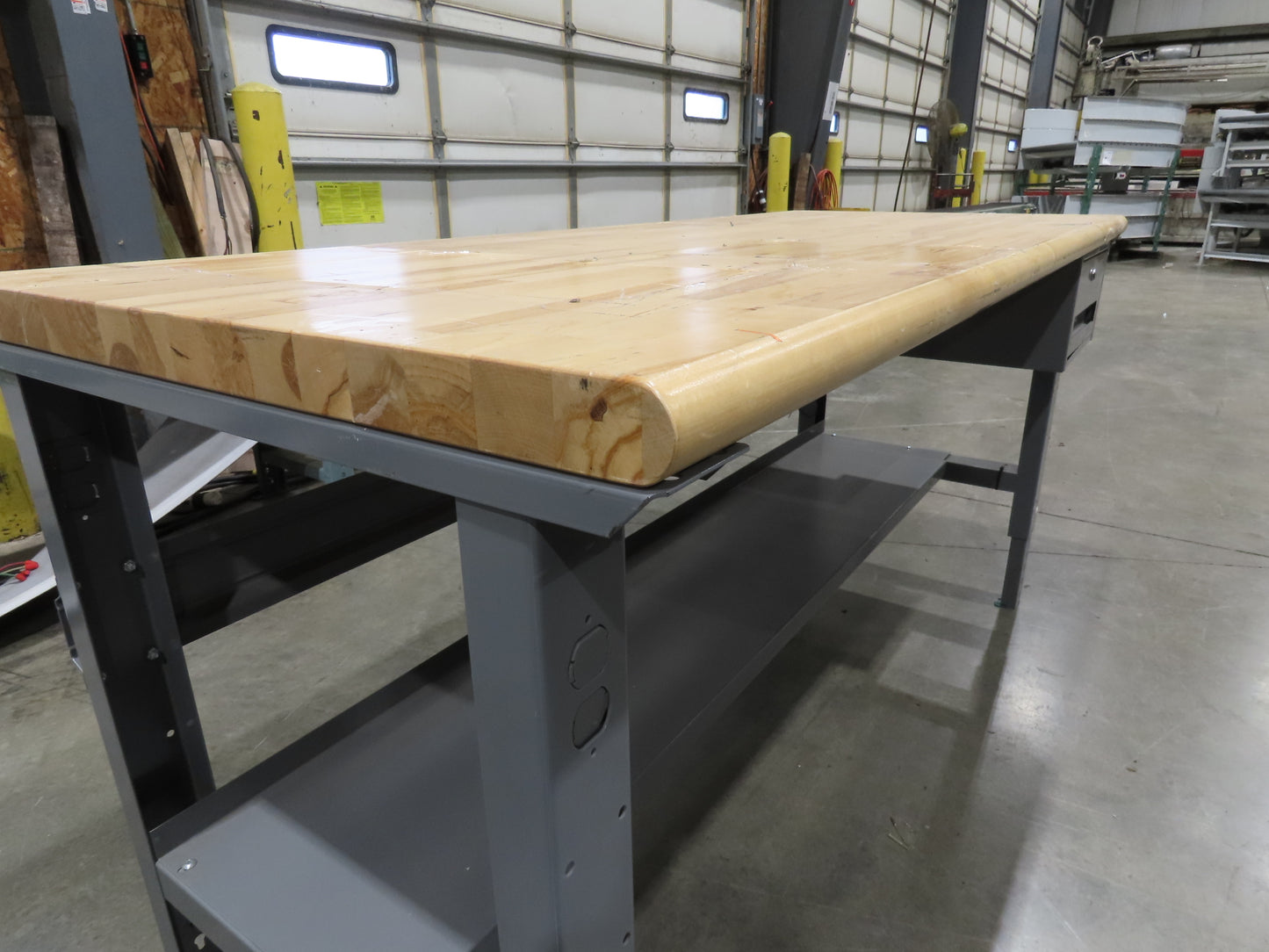 Uline 72"x 30" Industrial Work Bench Table Butcher Block Wood Top w/Drawer