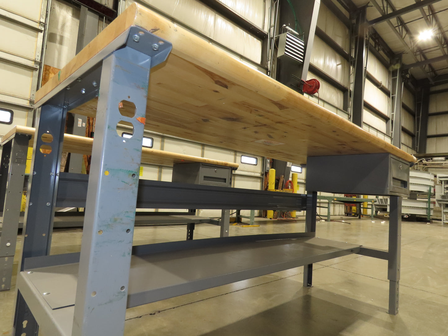 Uline 72"x 30" Industrial Work Bench Table Butcher Block Wood Top w/Drawer