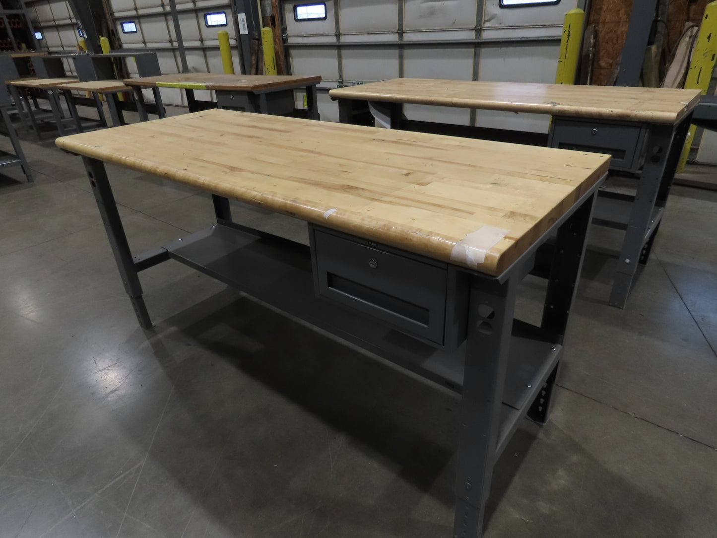Uline 72"x 30" Industrial Work Bench Table Butcher Block Wood Top w/Drawer