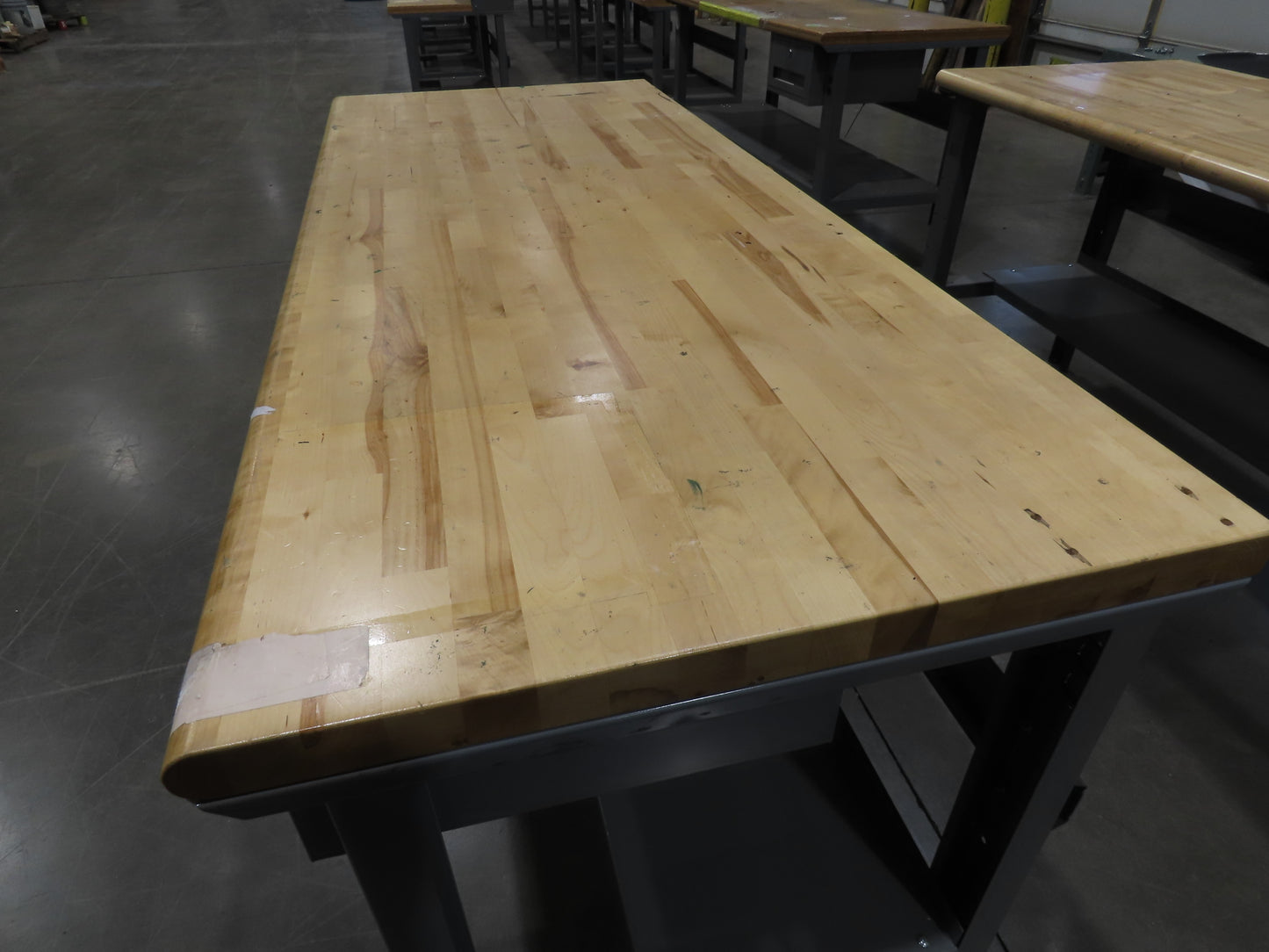 Uline 72"x 30" Industrial Work Bench Table Butcher Block Wood Top w/Drawer