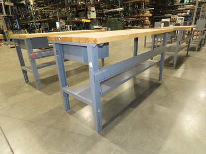 Uline 72"x 30" Industrial Work Bench Table Butcher Block Wood Top w/Drawer