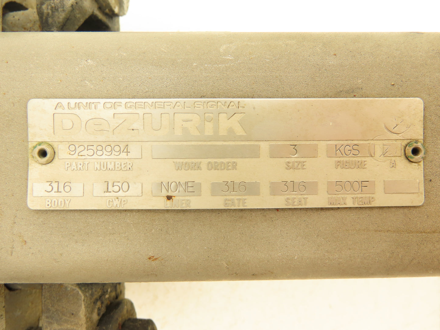 DeZurik 9258994 3" Knife Gate Valve 316 SS Rising Stem Fig. KGS Riser SS