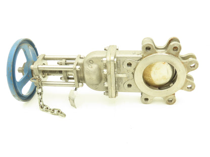 Velan L12-0320B-13BL  4" Stainless Knife Gate Valve 316SS Rising Stem Lug Style