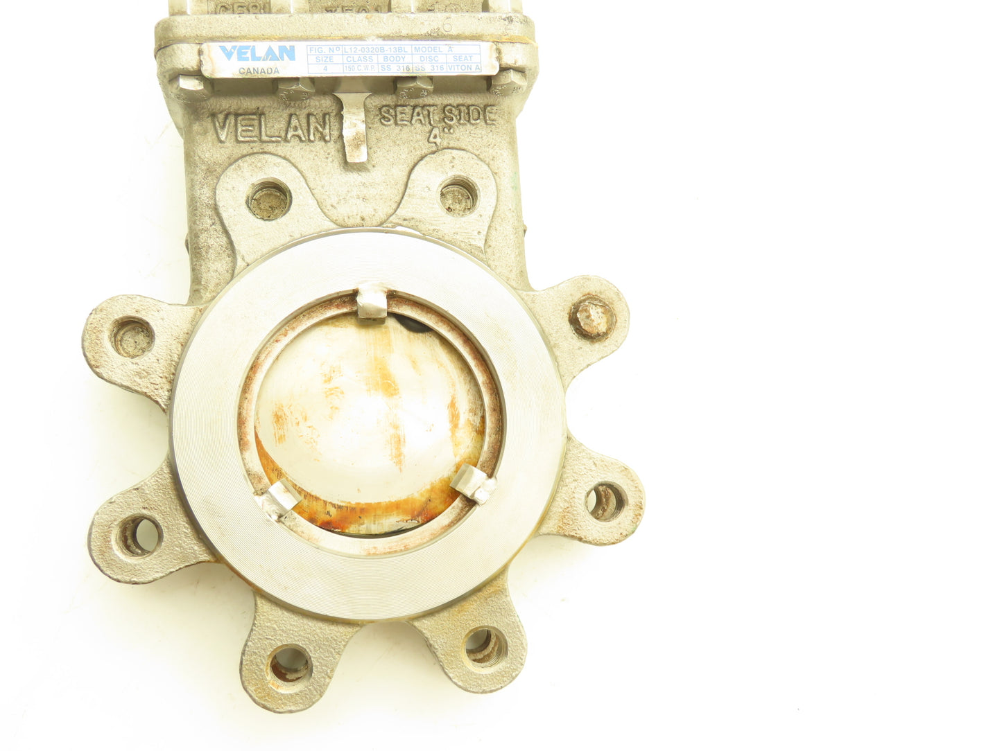 Velan L12-0320B-13BL  4" Stainless Knife Gate Valve 316SS Rising Stem Lug Style