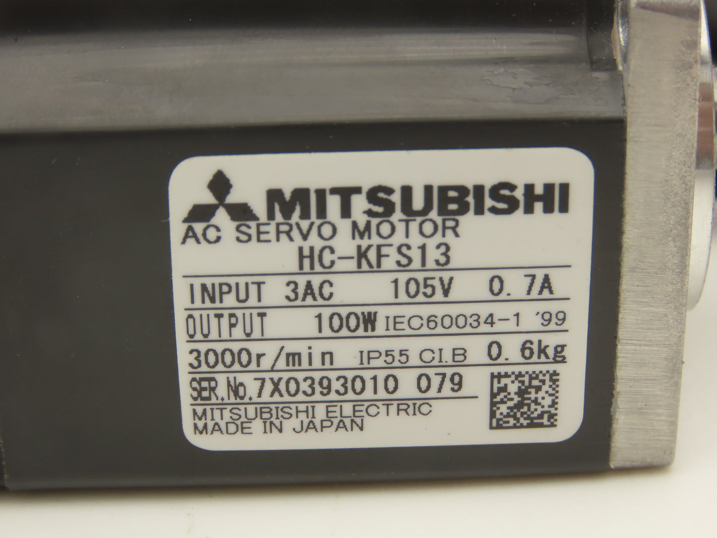 Mitsubishi AC Servo Motor 100W 3000 RPM 105V 0.7A Encoder OBA17-052
