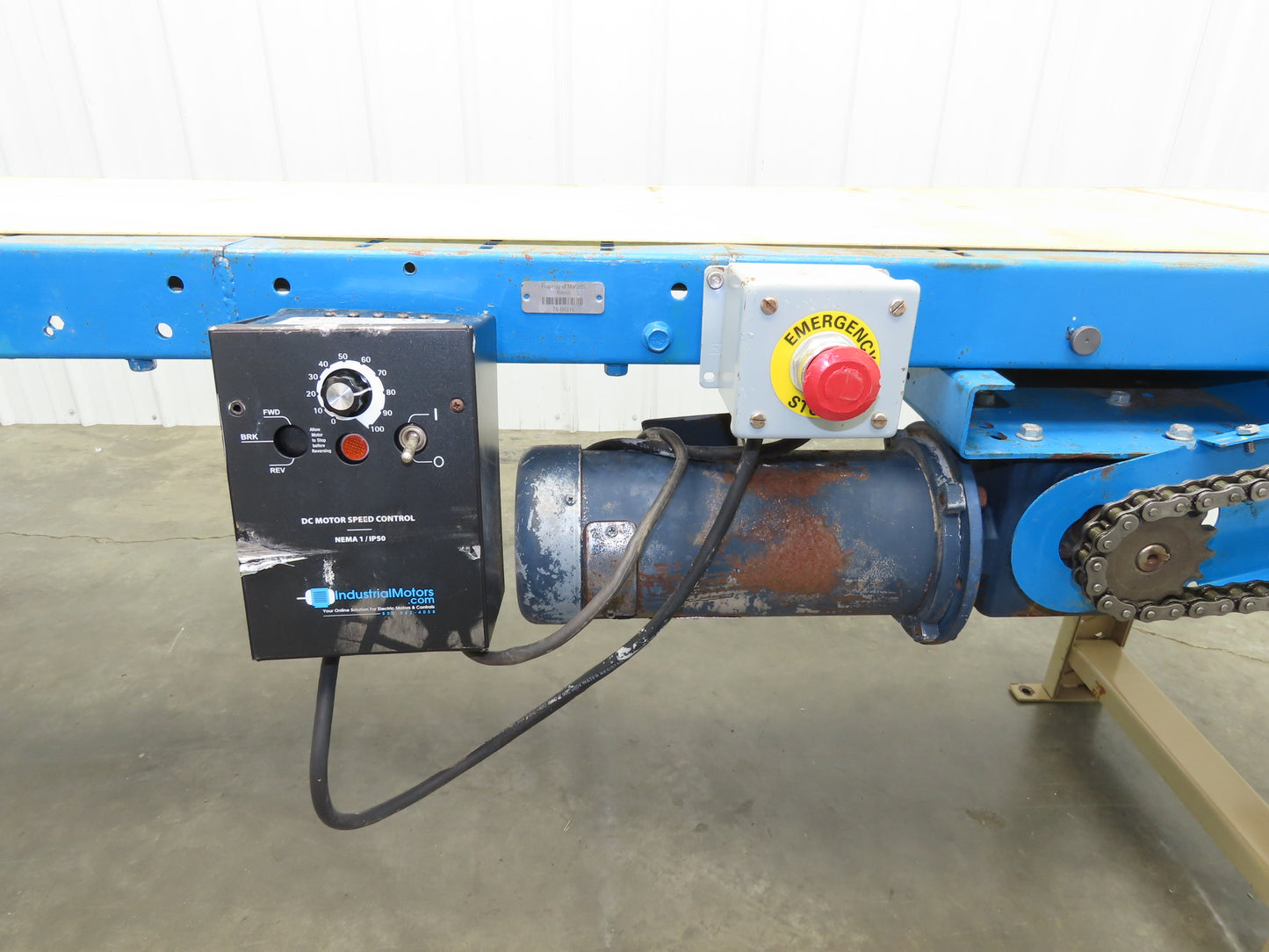 21.5"W x 10'L Slider Bed Conveyor 18"Belt 115V Variable Speed Drive 5-75FPM