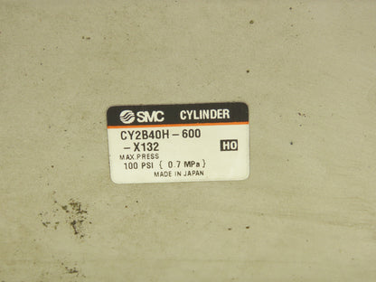 SMC CY2B40H-600 Pneumatic Air Magnetically Coupled Rodless Cylinder 40mm X 600mm