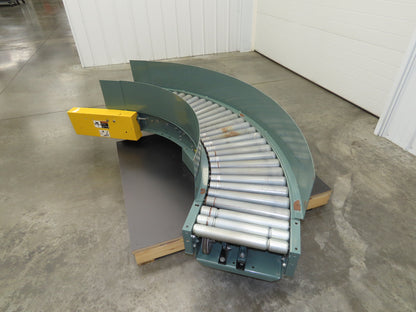 Hytrol 18"x 90° RH Curve Accumulation Roller Conveyor 15"BF V-Belt Slave Drive