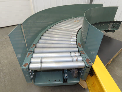 Hytrol 18"x 90° RH Curve Accumulation Roller Conveyor 15"BF V-Belt Slave Drive