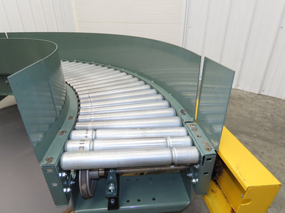 Hytrol 18"x 90° LH Curve Accumulation Roller Conveyor 15"BF V-Belt Slave Drive
