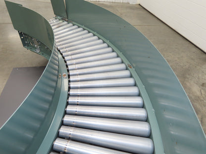 Hytrol 18"x 90° LH Curve Accumulation Roller Conveyor 15"BF V-Belt Slave Drive