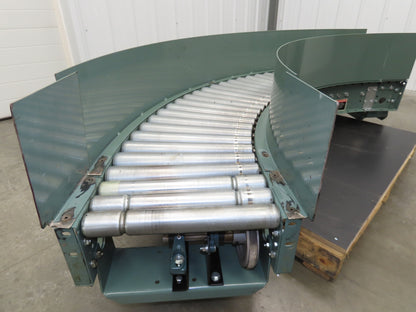 Hytrol 18"x 90° LH Curve Accumulation Roller Conveyor 15"BF V-Belt Slave Drive