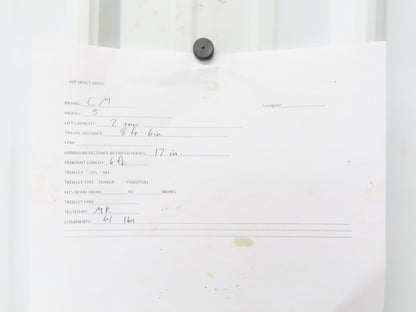 CM Cyclone Model S 2 Ton 4000Lb Manual Chain Fall Hand Hoist 8' 6" Lift