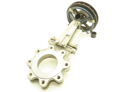 Fabri-Valve C37 4" Stainless Knife Gate Valve V-Port Rising Stem Metal Seat D1A2