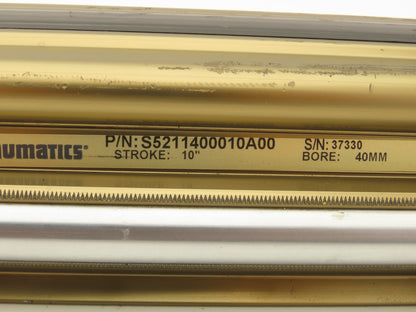 Numatics S5211400010A00 Pneumatic Rodless Cylinder 40mm Bore 10" Stroke 145 psi