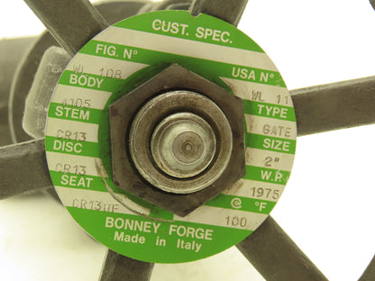 Bonney Forge WL 108 2" Gate Valve NPT Rising Stem Bolted Bonnet 800 Steel