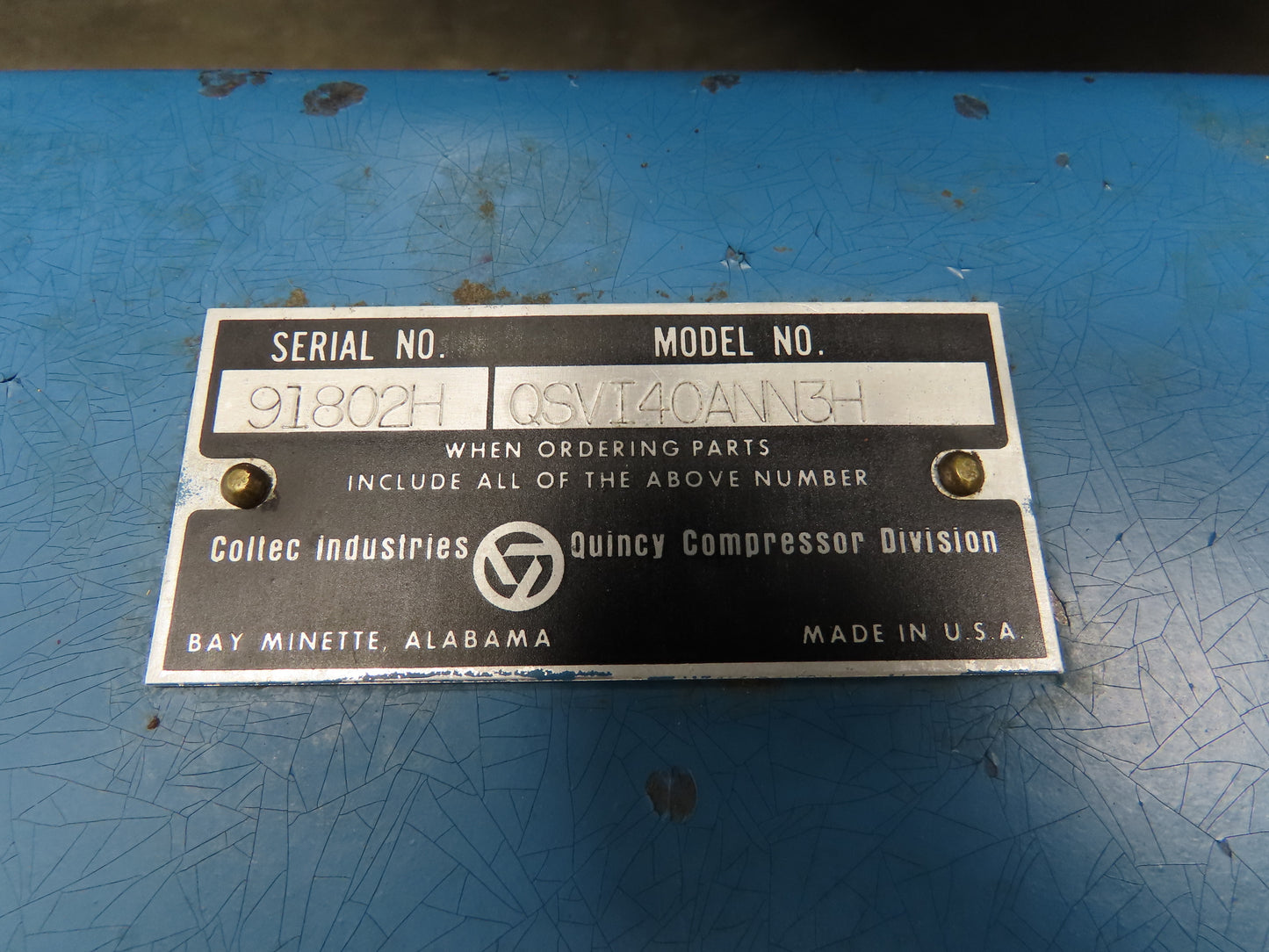 Quincy QSVI40ANN3H Rotary Screw Vacuum Pump 230/460V 40Hp Air Compressor 95839h