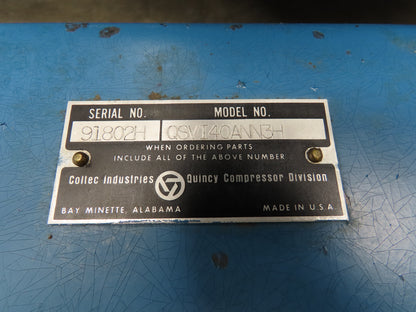 Quincy QSVI40ANN3H Rotary Screw Vacuum Pump 230/460V 40Hp Air Compressor 95839h