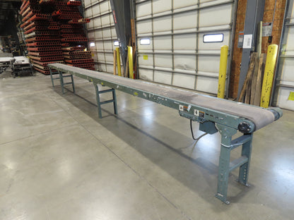 Hytrol 16"x 25' 11" Slider Bed Conveyor 12"Belt .5Hp 460V 3PH End Drive 70FPM