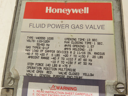 Honeywell V4055D 1035 Fluid Power Actuator 3" Flanged Gas Valve 120V