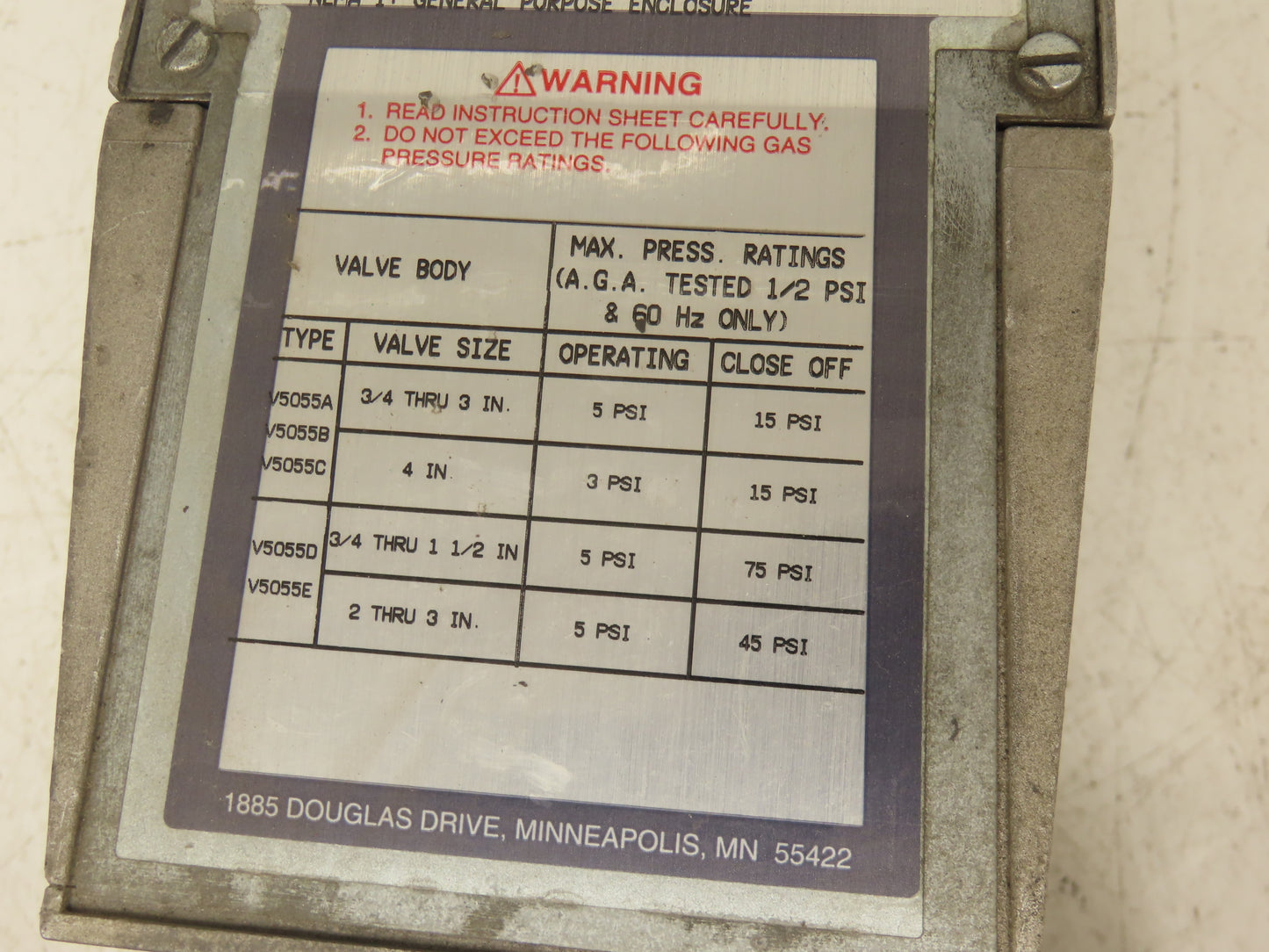 Honeywell V4055D 1035 Fluid Power Actuator 3" Flanged Gas Valve 120V