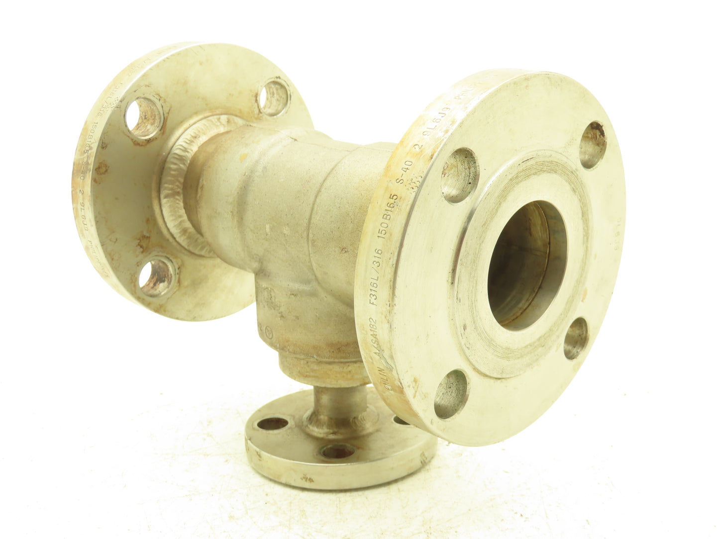 Enlin A/SA182F 316L Stainless Reducing Tee 2"x2"x 3/4" Flanged Pipe Adapter