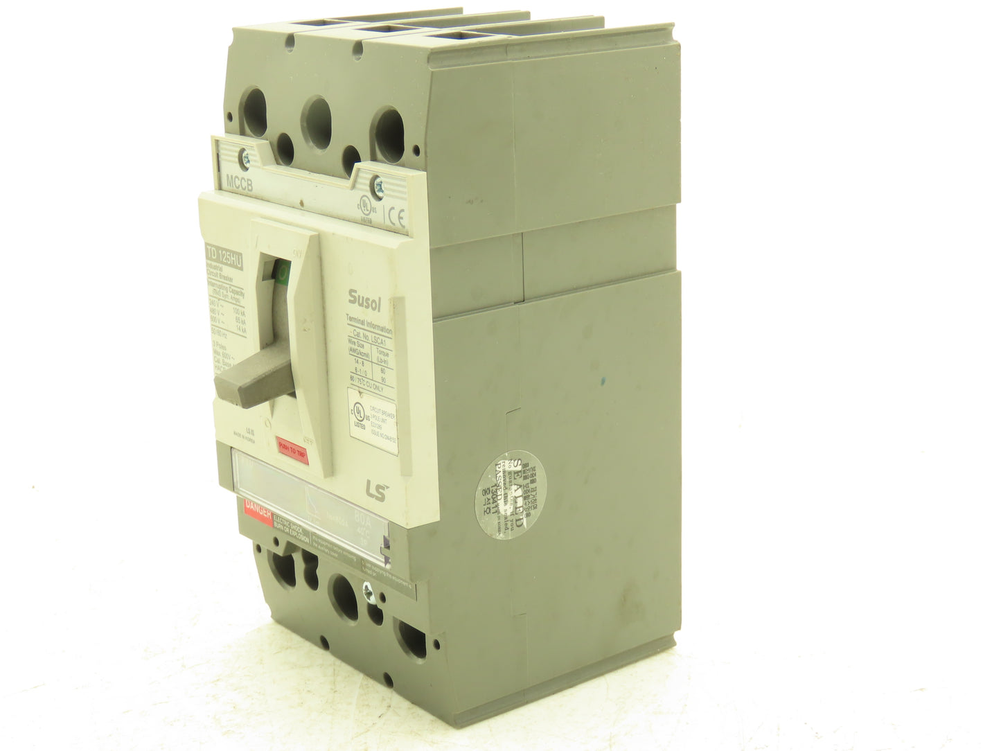 Susol TD 125HU-FTU 80A Circuit Breaker MCCB 3 Pole 80A 600V