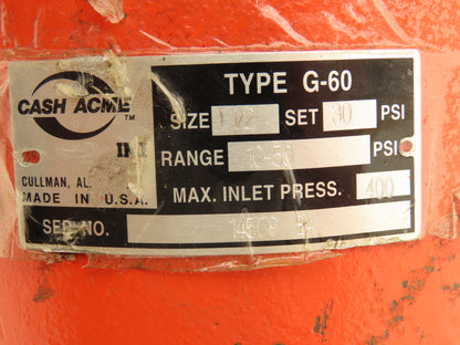 Cash Acme G-60 Pressure Regulator Reducing Valve 10-50 PSI 1-1/2"NPT
