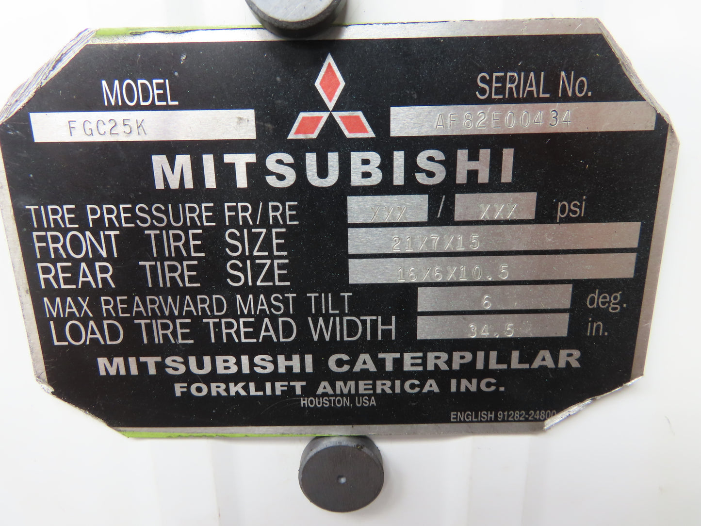 Mitsubishi 11000-MS4932 Electric Forklift Operation Ignition Panel W/Key FGC25K