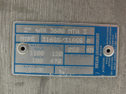 Jamesbury 2" 4AX 3600 MTA3 Stainless Ball Valve w/Pneumatic Actuator ST-200B